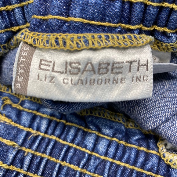 VTG Elisabeth Liz Claiborne Petite Denim A-Line Button Front Skirt Size 14WP - Picture 7 of 8
